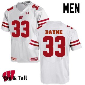 Men's Wisconsin Badgers NCAA #33 Ron Dayne White Authentic Under Armour Big & Tall Stitched College Football Jersey SA31M20LR